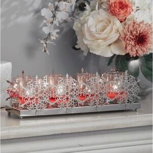 Elegant Silver Candle Holder with Accents